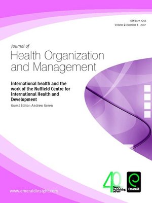 cover image of Journal of Health Organization and Management, Volume 21, Issue 6